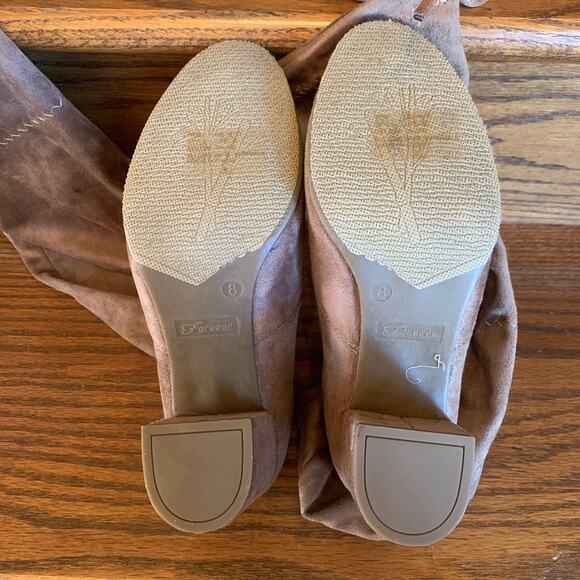 NWOT Forever Life-30 Taupe Suede Pull On-Chunky Heel High Boots - SIZE 8 - Picture 7 of 10